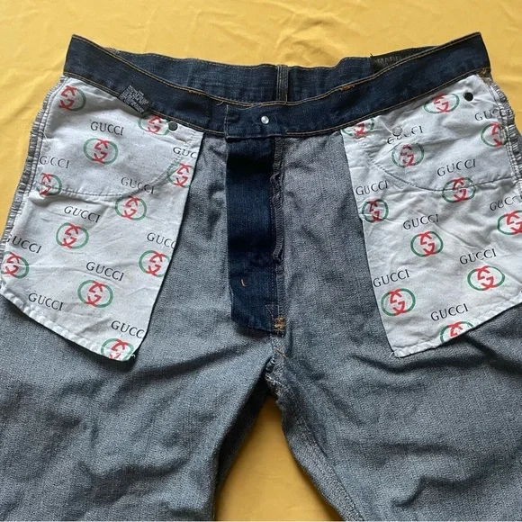 Gucci Men's Vintage denim jeans size 36/36 (54 embroidered pocket made in Italy - Picture 8 of 15